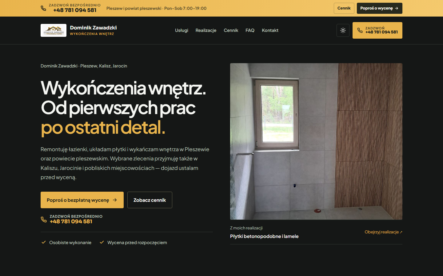 Strona główna witryny Dominik Zawadzki Wykończenia